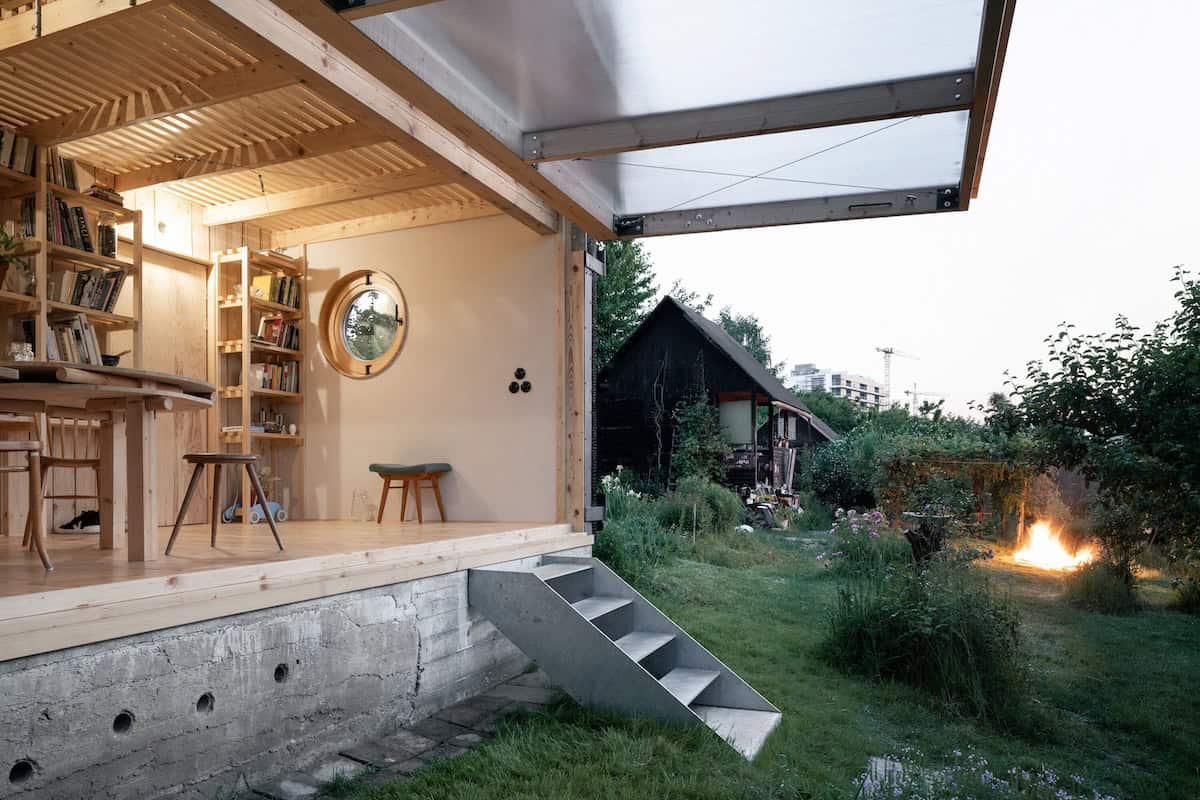 Tiny House Gartenpavillon mit faltbarer Fassade